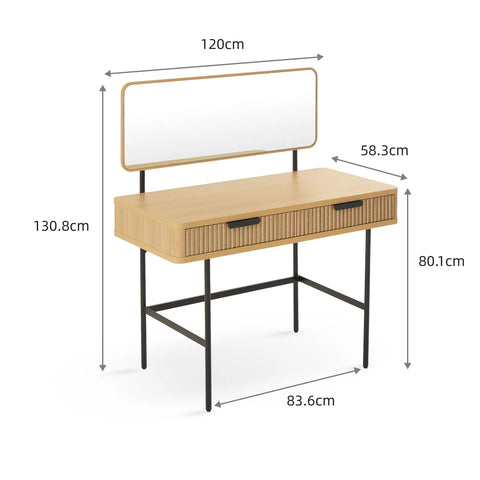 Alder Natural Effect 2 Drawers Dressing Table with Mirror