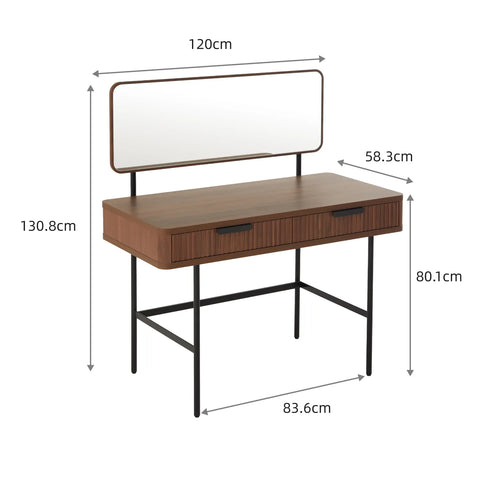 Alder Walnut Effect 2 Drawers Dressing Table with Mirror
