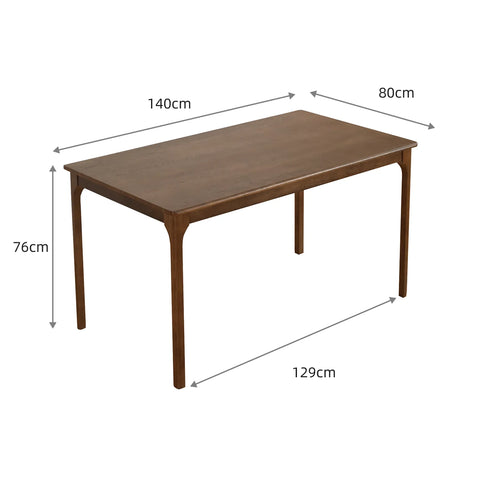 Aldridge Mid-century Modern Walnut Effect 4-6 Seater Rectangle Wooden Dining Table - 140cm