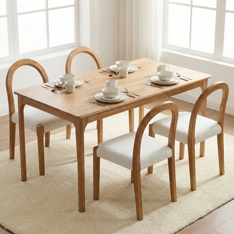 Aldridge Oak Rectangle Wooden Dining Table - 140cm