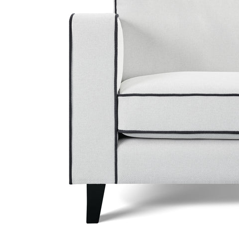 Alfie Cream Soft Weave Fabric 3 Seater Sofa with Black Legs