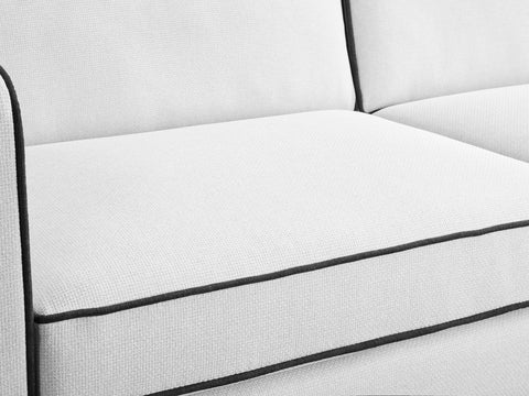 Alfie Cream Soft Weave Fabric 3 Seater Sofa with Black Legs
