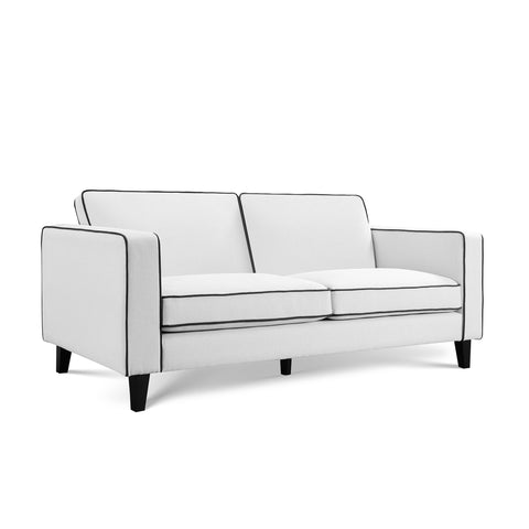 Alfie Cream Soft Weave Fabric 3 Seater Sofa with Black Legs