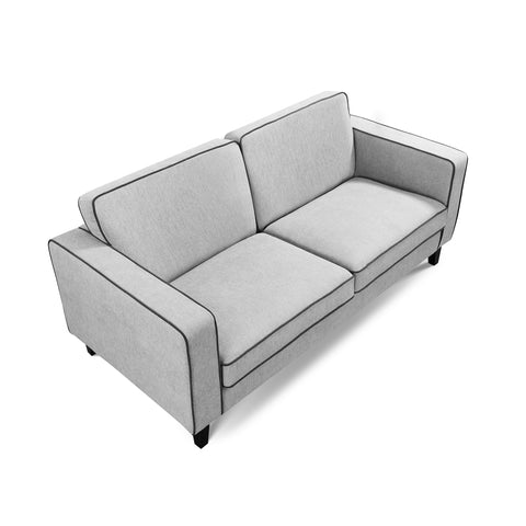 Alfie Grey Soft Weave Fabric 3 Seater Sofa with Black Legs