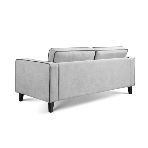 Alfie Grey Soft Weave Fabric 3 Seater Sofa with Black Legs