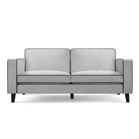 Alfie Grey Soft Weave Fabric 3 Seater Sofa with Black Legs