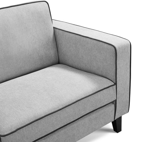 Alfie Grey Soft Weave Fabric 3 Seater Sofa with Black Legs