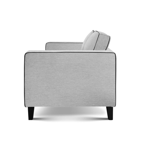 Alfie Grey Soft Weave Fabric 3 Seater Sofa with Black Legs