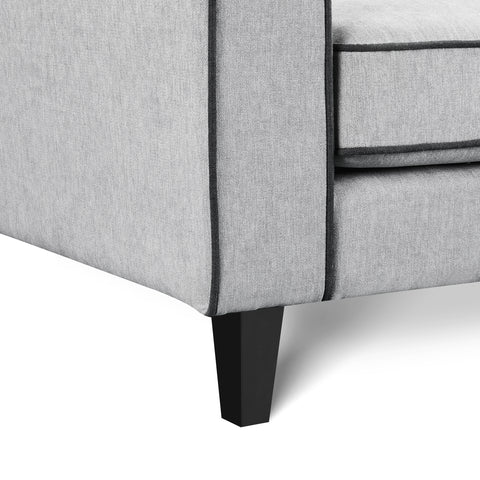 Alfie Grey Soft Weave Fabric 3 Seater Sofa with Black Legs