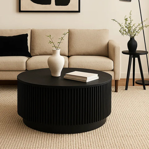 Allegro Black Wooden Round Coffee Table