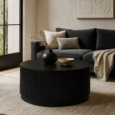 Allegro Black Wooden Round Coffee Table
