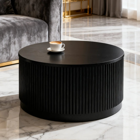 Allegro Black Wooden Round Coffee Table