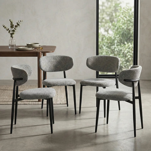 Almos Set of 4 Velvet Dining Chairs - Grey