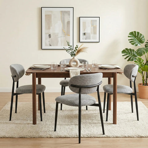 Almos Set of 4 Velvet Dining Chairs - Grey