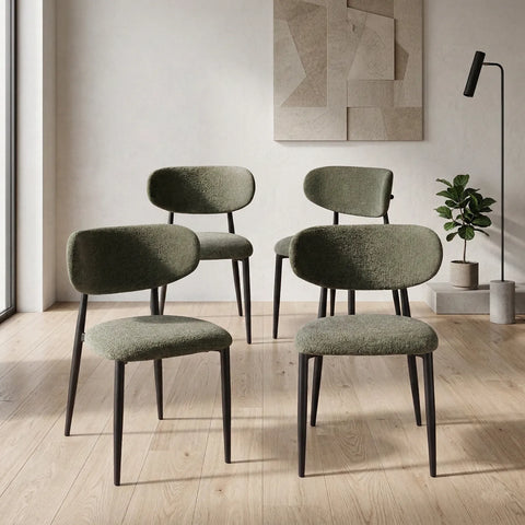 Almos Set of 4 Velvet Dining Chairs - Green