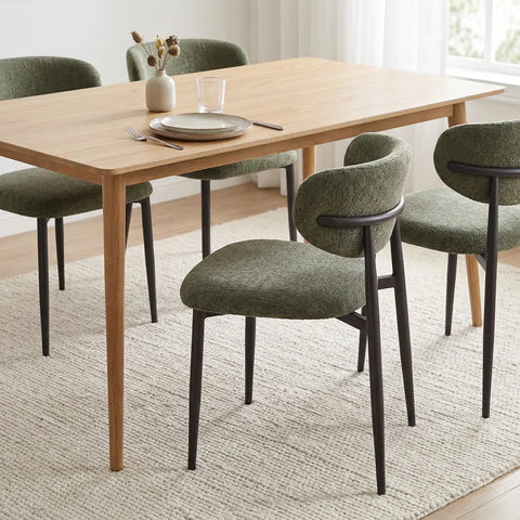 Almos Set of 4 Velvet Dining Chairs - Green