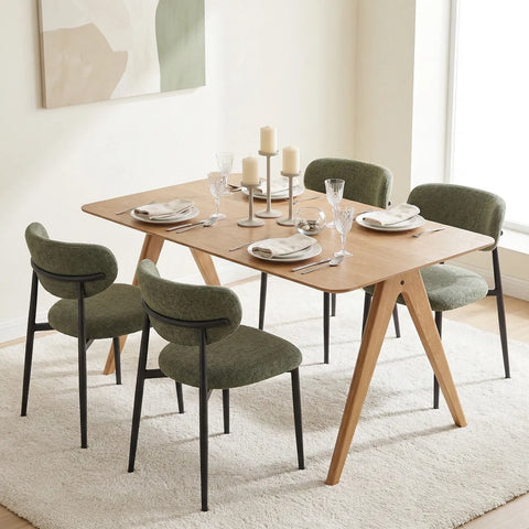 Almos Set of 4 Velvet Dining Chairs - Green