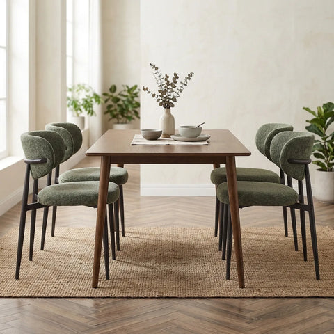 Almos Set of 4 Velvet Dining Chairs - Green