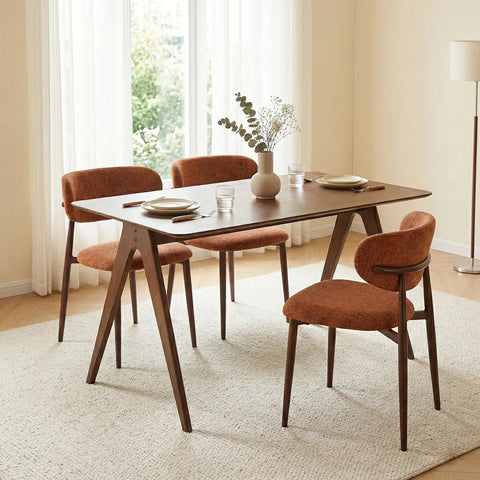 Almos Set of 4 Velvet Dining Chairs - Burnt Orange