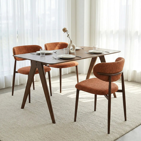Almos Set of 4 Velvet Dining Chairs - Burnt Orange