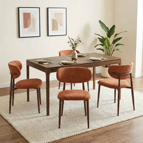 Almos Set of 4 Velvet Dining Chairs - Burnt Orange