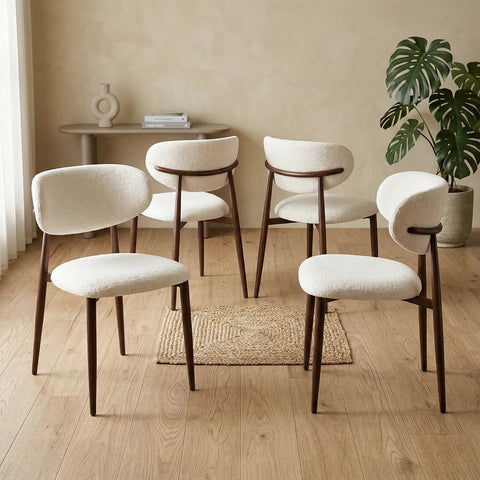 Almos Set of 4 Velvet Dining Chairs - White