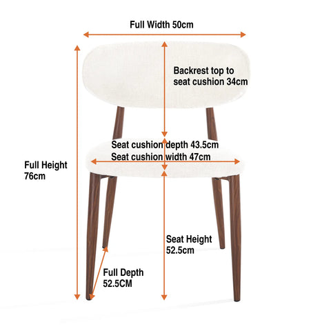 Almos Set of 4 Cream Dining Chairs with Black Metal Frame