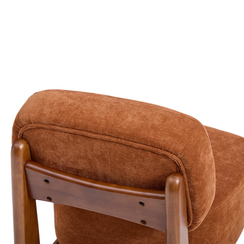 Amillo Rusty Orange Occasional Chair with Solid Rubberwood Walnut Effect Frame