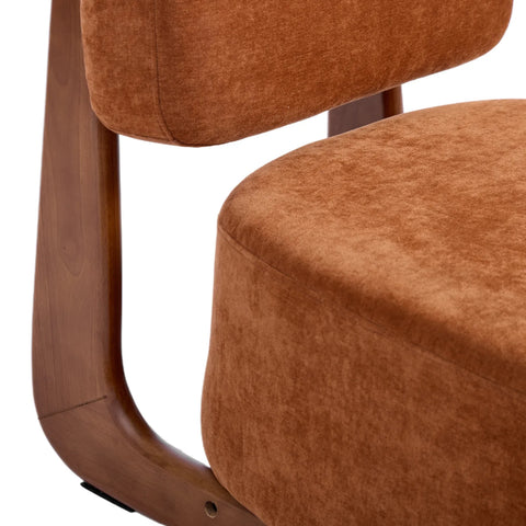 Amillo Rusty Orange Occasional Chair with Solid Rubberwood Walnut Effect Frame