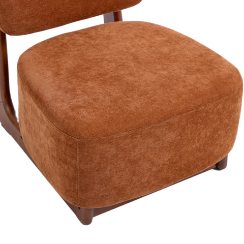 Amillo Rusty Orange Occasional Chair with Solid Rubberwood Walnut Effect Frame