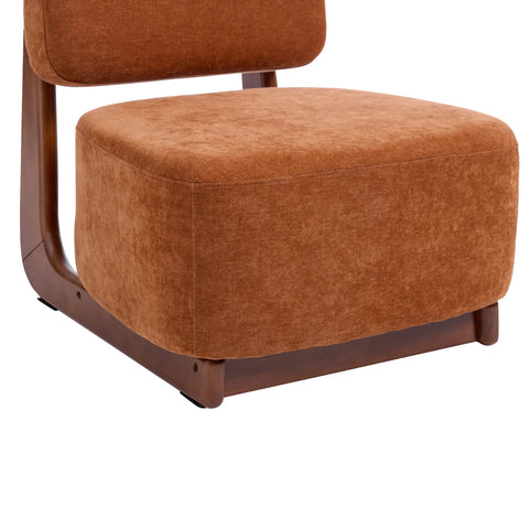 Amillo Rusty Orange Occasional Chair with Solid Rubberwood Walnut Effect Frame