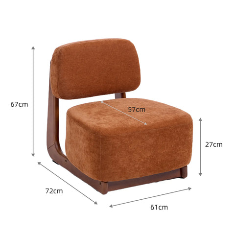 Amillo Rusty Orange Occasional Chair with Solid Rubberwood Walnut Effect Frame