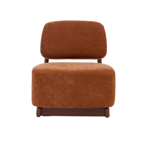 Amillo Rusty Orange Occasional Chair with Solid Rubberwood Walnut Effect Frame