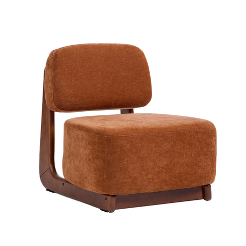 Amillo Rusty Orange Occasional Chair with Solid Rubberwood Walnut Effect Frame