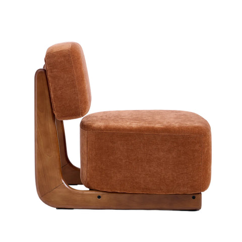 Amillo Rusty Orange Occasional Chair with Solid Rubberwood Walnut Effect Frame