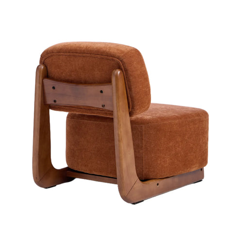 Amillo Rusty Orange Occasional Chair with Solid Rubberwood Walnut Effect Frame