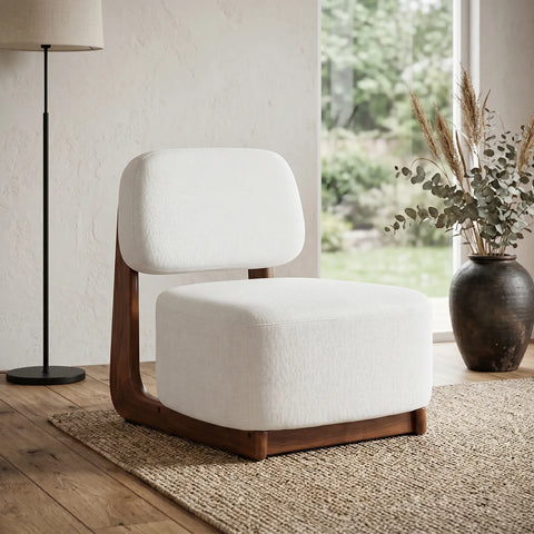 Amillo Accent Chair Textured Weave Fabric - Cream