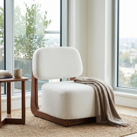 Amillo Accent Chair Textured Weave Fabric - Cream