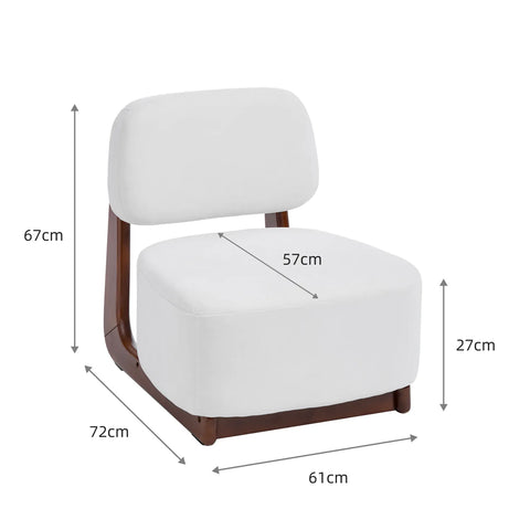 Amillo Cream Occasional Chair with Solid Rubberwood Walnut Effect Frame
