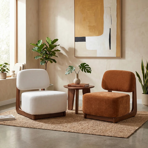 Amillo Accent Chair Textured Weave Fabric - Cream