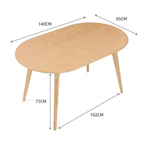 Arden Nordic Oak Effect 4-6 Seater Oval Wooden Dining Table - 140cm