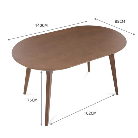 Arden Nordic Walnut Effect 4-6 Seater Oval Wooden Dining Table - 140cm