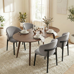 Arden Nordic Walnut Effect 4-6 Seater Oval Wooden Dining Table - 140cm