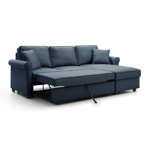 Arthur Corner Sofa Bed in Navy Textured Weave Fabric