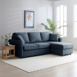 Arthur Corner Sofa Bed in Navy Textured Weave Fabric