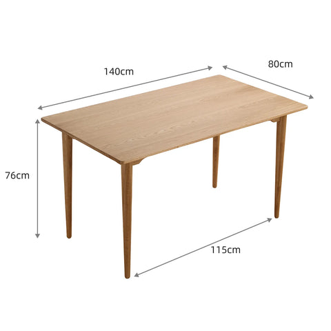 Ashford Mid-Century Modern Oak Effect 4-6 Seater Rectangle Wooden Dining Table - 140cm