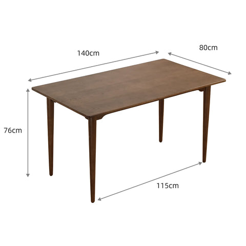 Ashford Mid-Century Modern Walnut Effect 4-6 Seater Rectangle Wooden Dining Table - 140cm