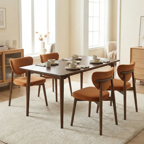 Ashford Mid-Century Modern Walnut Effect 4-6 Seater Rectangle Wooden Dining Table - 140cm