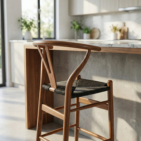 Blanca Black Paper Rope & Dark Natural Beech Bar Stool