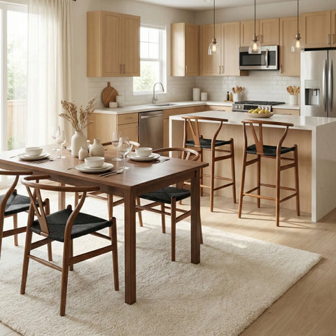 Blanca Black Paper Rope & Dark Natural Beech Bar Stool